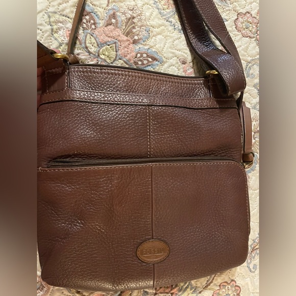Fossil brown leather crossbody purse - Picture 5 of 7